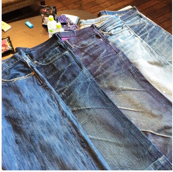 worn jeans in different qualities